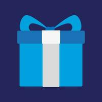 Überraschung Blau Geschenk Kasten, Geburtstag Feier, Besondere geben Weg Paket, Loyalität Programm belohnen, Wunder Geschenk mit Ausruf markieren, Vektor Symbol, eben Illustration.