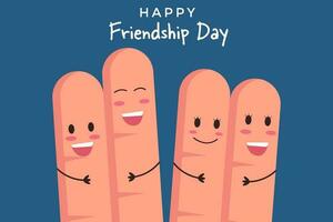 Freundschaft Tag Illustration Hintergrund mit vier glücklich Finger Gesicht vektor