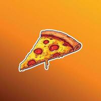 Scheibe von Pizza. Peperoni Pizza auf Gelb Hintergrund vektor