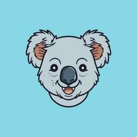 söt koala ansikte isolerat på blå bakgrund vektor