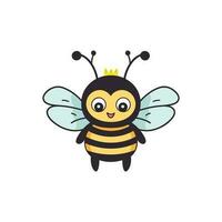 söt liten bi isolerat på vit bakgrund honung flygande bi tecknad serie illustration vektor