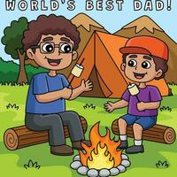 far och son camping färgad tecknad serie vektor