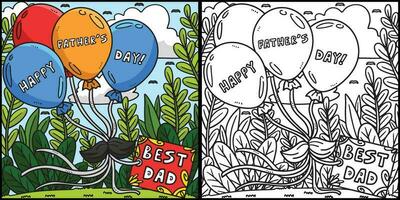 glücklich Väter Tag Luftballons Färbung Illustration vektor