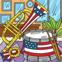 4:e av juli marscherande trumma och trumpet färgad vektor