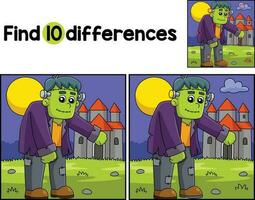 Frankenstein Halloween finden das Unterschiede vektor