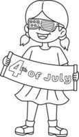 4 .. von Juli Mädchen halten Banner isoliert Färbung vektor