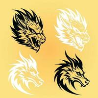 uppsättning av fyra svart drake huvud vektor illustration