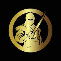 Gold Ninja Logo auf schwarz Hintergrund vektor