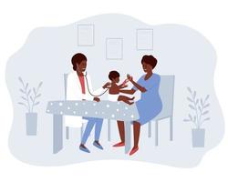 Afroamerikanische Mutter und Baby besuchen den Arzt vektor
