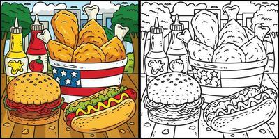 4:e av juli traditionell mat färg illustration vektor