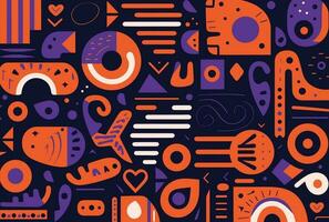 0:or retro bakgrund med hand dragen former och brev, i de stil av mörk orange och Marin, afrikanskt inspirerad textil- mönster, djärv geometrisk minimalism, djärv, färgrik, storskalig vektor