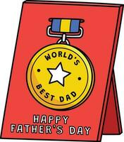 glücklich Väter Tag Medaille Karikatur farbig Clip Art vektor