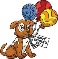 Väter Tag Hund mit Luftballons Karikatur Clip Art vektor