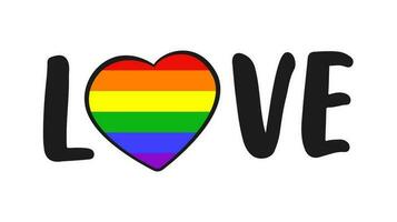 HBTQ ord kärlek och hjärta i färger av de regnbåge flagga vektor