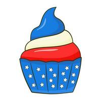 muffin i de USA flagga färger. 4:e av juli. oberoende dag vektor