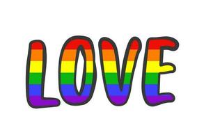 HBTQ ord kärlek i färger av de regnbåge flagga vektor