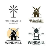 Windmühle Logo Vorlage vektor