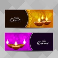 Abstrakte glückliche religiöse Fahnen Diwali eingestellt vektor