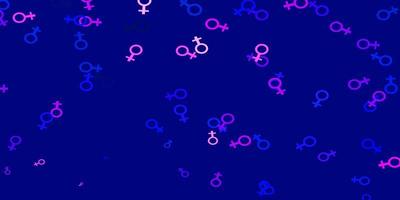 ljusrosa blå vektor bakgrund med kvinnas makt symboler