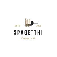 Jahrgang Hipster retro Spaghetti Pasta Nudel Logo Design Vektor Illustration Symbol Symbol