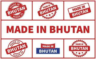 gemacht im Bhutan Gummi Briefmarke einstellen vektor