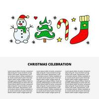 artikel mall med text och klotter jul och ny år ikoner. vektor