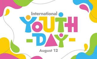einfach bunt International Jugend Tag Logo Typografie im geometrisch Spritzen Stil vektor