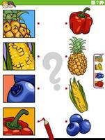 Spiel Karikatur Obst und Gemüse und Ausschnitte lehrreich Aktivität vektor