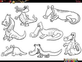 Karikatur Schlangen Tier Zeichen einstellen Färbung Seite vektor