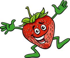 tecknad serie Lycklig jordgubb frukt komisk karaktär vektor