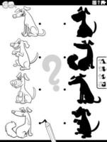 Schatten Aktivität mit Karikatur Hund Zeichen Färbung Seite vektor