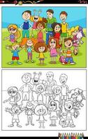 komisch Karikatur Kinder und Jugendliche Zeichen Gruppe Färbung Seite vektor