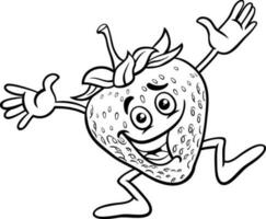 Karikatur Erdbeere Obst Comic Charakter Färbung Seite vektor