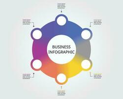 Kreisvorlage für Infografik zur Präsentation für 6 Elemente vektor