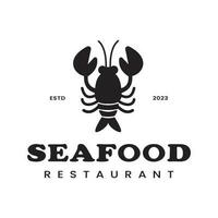 retro årgång skaldjur logotyp för restaurang terar en silhuett av en hummer vektor