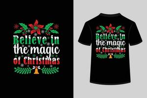 glauben im das Magie von Weihnachten kreativ Typografie t Hemd Design vektor