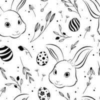 Ostern Hase und Ostern Ei nahtlos Muster, Hand Zeichnung Stil. Vektor Illustration