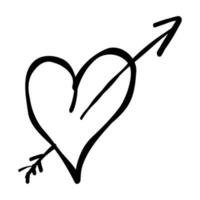 Herzpfeil Liebe einstellen Gekritzel Hand gezeichnet vektor