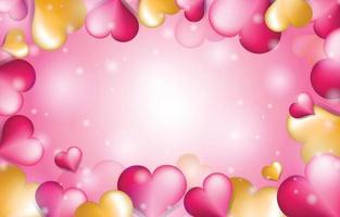 guld och rosa hjärta bakgrundsmall vektor