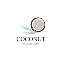 kreativ modern kokosnöt med löv tecken logotyp formgivningsmall vektor