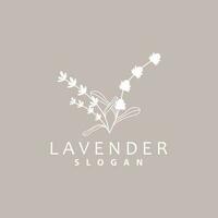 lavendel- logotyp, enkel elegant lila blomma växt vektor, hälsning kort design, baner, blomma prydnad, lavendel- hand dragen bröllop, ikon symbol illustration vektor