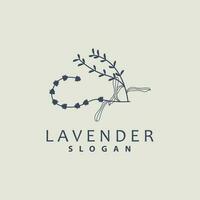 lavendel- logotyp, enkel elegant lila blomma växt vektor, hälsning kort design, baner, blomma prydnad, lavendel- hand dragen bröllop, ikon symbol illustration vektor