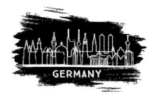 Tyskland stad horisont silhuett. hand dragen skiss. företag resa och turism begrepp med modern arkitektur. vektor