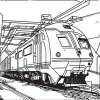 vektor linje konst tåg i rörelse. tåg linje teckning klämma konst.