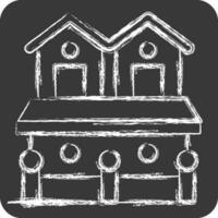 ikon stad hus 2. relaterad till boende symbol. krita stil. enkel design redigerbar. enkel illustration vektor