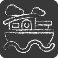 Symbol Haus Boot. verbunden zu Unterkünfte Symbol. Kreide Stil. einfach Design editierbar. einfach Illustration vektor
