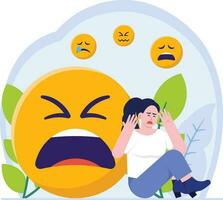 kvinna reaktion ledsen emoji illustration vektor