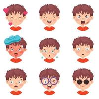 Reihe von verschiedenen Ausdrücken von Kindern vektor