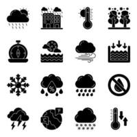 uppsättning av väder fast ikoner vektor