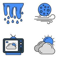 uppsättning av väder och meteorologi platt ikoner vektor